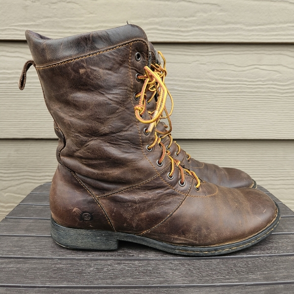 Born Shoes - Born Brown Leather Equestrian Riding Boots Shoes Lace Up Heel Saver Women Size 8